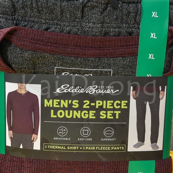 Eddie Bauer Men’s Top & Bottom Lounge Set RED - Picture 1 of 2